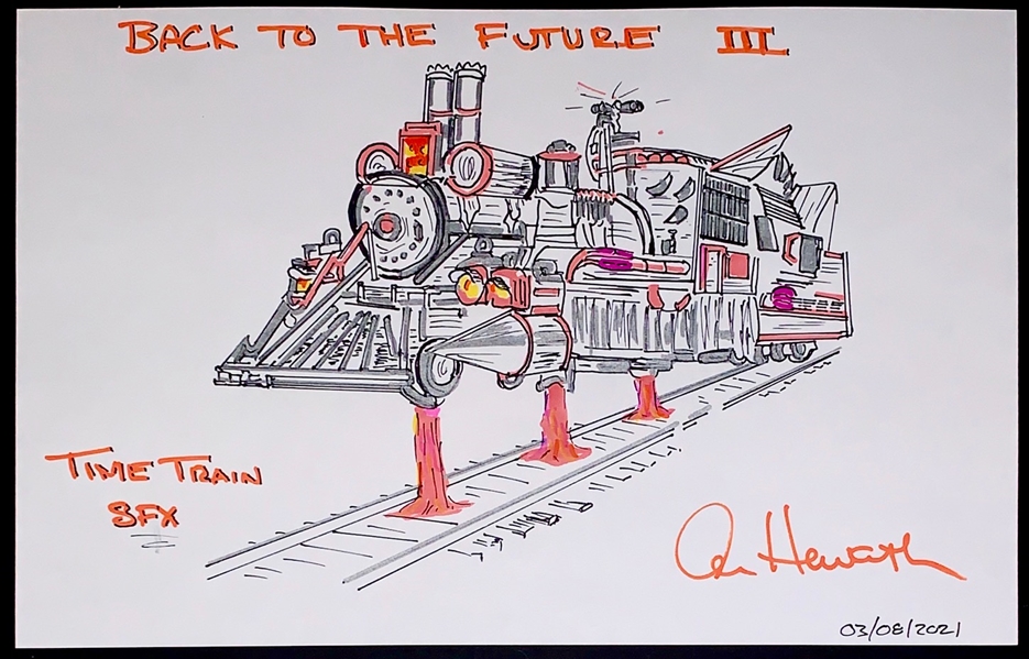 Back to the Future III: SFX Master Alan Howarth Signed Time Train Original 1/1 Artwork (ACOA Authentication) 