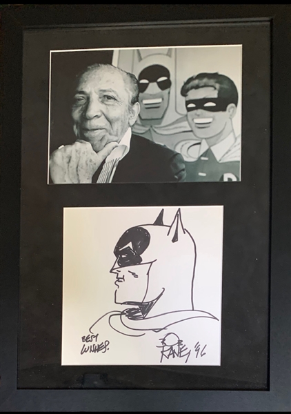 Batman: Bob Kane Signed Sketch in 13” x 19” Framed Display (ACOA Authentication) 