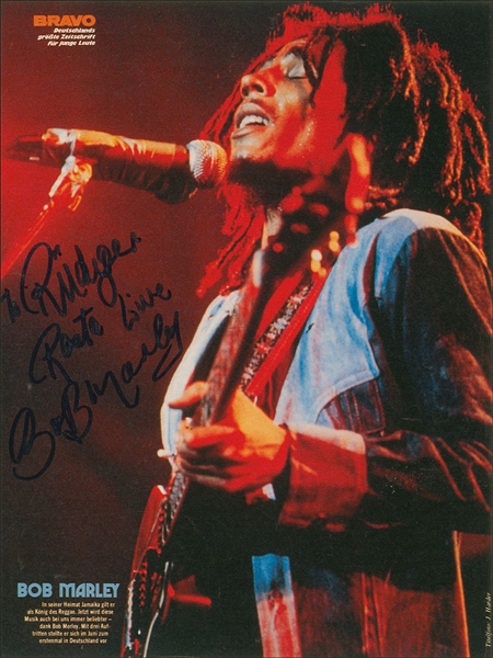 Bob Marley Rare Signed 8.25" x 11" Color Magazine Page Photo in Concert! (Epperson/REAL LOA)