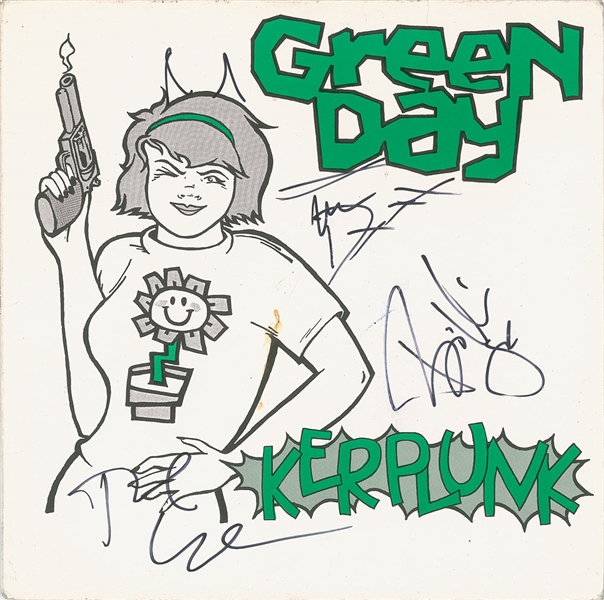 Green Day Early Group Signed "Kerplunk!" Album Cover (BAS/Beckett)