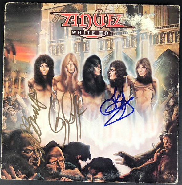 Angel Group Signed "White Hot" Album Cover, signatures Include: Greg Giuffria, Punky Meadows, Frank DiMinio (Beckett/BAS Guaranteed)