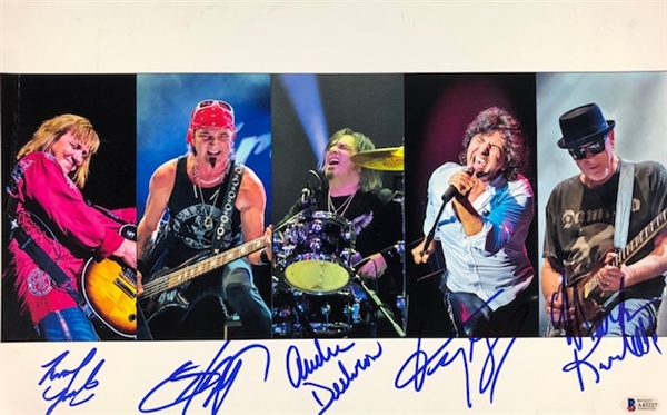 Great White Group Signed 17" x 11" Photograph, Signatures include Mark Kendall, Audie Desbrow, Michael Lardie, Scott Snyder, and Terry Ilous (Beckett/BAS