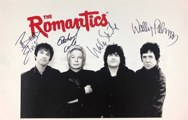 The Romantics: Brad Elvis, Rich Cole, Mike Skill, and Wally Palmer Signed 17" x 11" Photograph (Beckett/BAS Guaranteed)