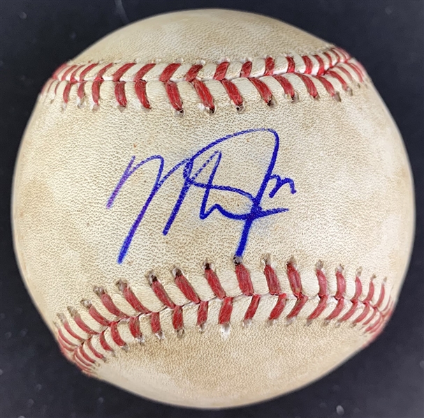 Mike Trout Game Used & Signed OML Baseball :: 4-15-2014 vs. OAK :: Ball Pitched to Trout (MLB Hologram & PSA/DNA)