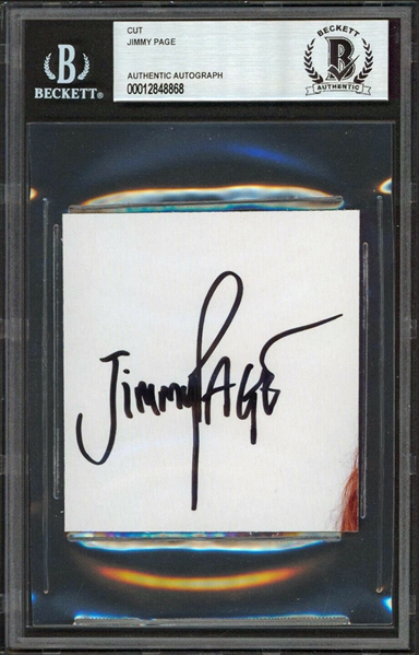 Led Zeppelin: Jimmy Page Cut Signature with Every-Letter Autograph! (Beckett/BAS Encapsulated)
