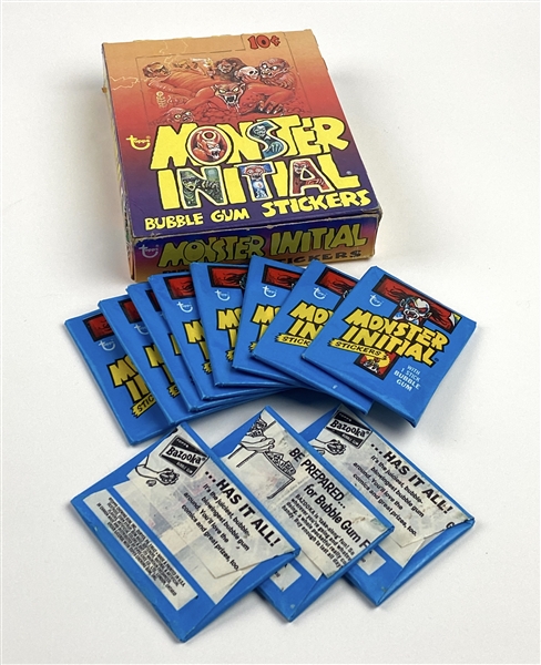 Topps 1974 Monster Initial Stickers Wax Box (With 36 Unopened Packs) 