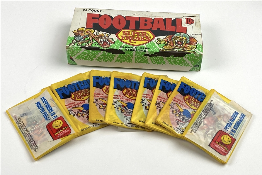 Donruss 1974 Football Super Freaks Stickers Wax Box (With 24 Unopened Packs) 