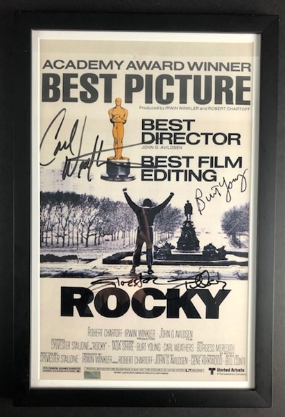 Rocky: Stallone, Young, & Weathers Signed 10” x 16” Mini Poster (3 Sigs) (Beckett/BAS Guaranteed) 