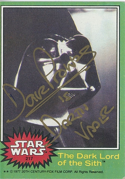 Star Wars: Dave Prowse Signed Green “The Dark Lord of the Sith” Star Wars 1977 Card #217 (Beckett/BAS Guaranteed) 