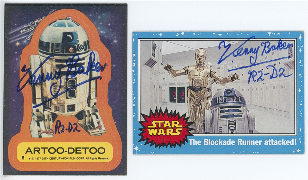 Star Wars: Kenny Baker Lot (2) Signed Star Wars Cards (1977 & 2004) (Beckett/BAS Guaranteed) 
