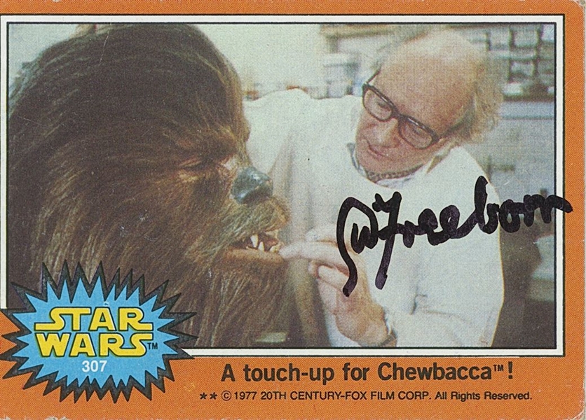 Star Wars: Stuart Freeborn Signed “Chewbacca Touch-Up” Star Wars 1977 Card #307 (Beckett/BAS Guaranteed) 