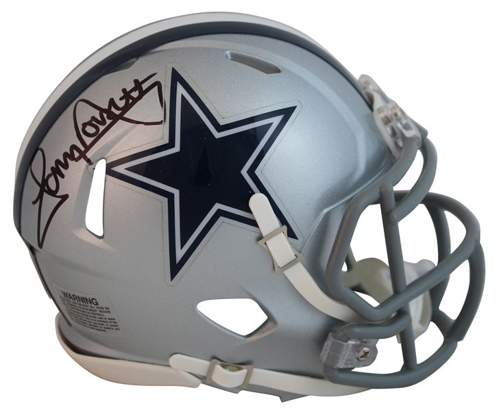 Cowboys Tony Dorsett Authentic Signed Silver Speed Mini Helmet (Beckett COA)