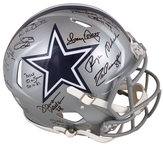 Cowboys Ring of Honor Legends Signed Full Size Speed Proline Helmet with Staubach, Smith, etc. (11 Sigs)(Beckett Witness COA)