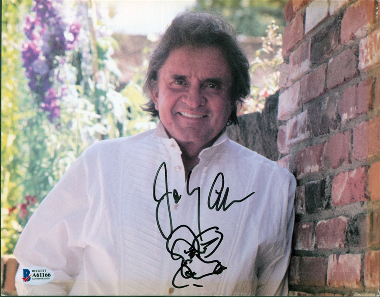 Johnny Cash Uniquely Signed 8" x 10" Color Photo with Hand Drawn Sketch (Beckett/BAS LOA)