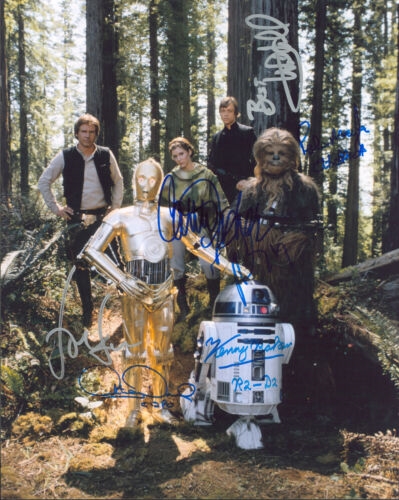 Star Wars: Return of the Jedi Cast Signed 11" x 14" Color Photo with Ford, Hamill, Fisher, Daniels, Baker & Mayhew - PSA Graded MINT 9 Autographs!