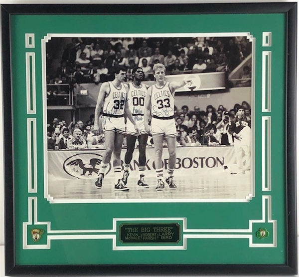 The Big Three: Larry Bird, Kevin McHale, and Robert Paris signed Framed Photograph (Beckett/BAS Guaranteed)