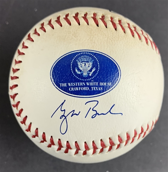 2000s George W. Bush "The Western White House" Rare Stamp Signed Souvenir Baseball