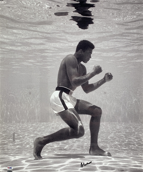 Muhammad Ali Signed Underwater 20" x 24" B&W Photograph (PSA/DNA GEM MINT 10)(Beckett/BAS Guaranteed)