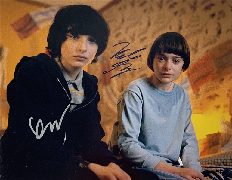 Stranger Things: Finn Wolfhard & Noah Schnapp Dual Signed 11" x 14" Color Photo (Beckett/BAS Guaranteed)