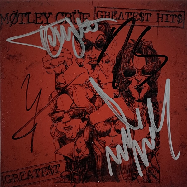 Motley Crue Group Signed "Greatest Hits" CD Booklet with all 4 Original Members (Beckett/BAS Guaranteed)