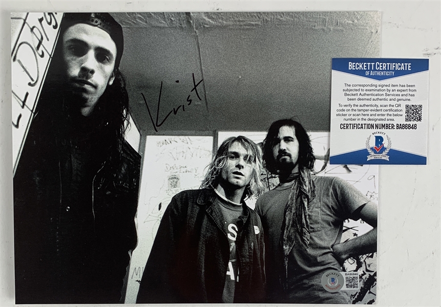 Nirvana: Krist Novoselic Signed 8" x 10" B&W Photo (Beckett/BAS COA)