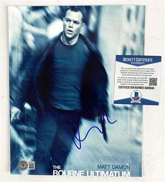 Matt Damon Signed 8" x 10" Color Photo as Jason Bourne (Beckett/BAS COA)