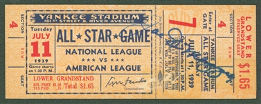 Joe DiMaggio Signed 1939 All-Star Game Ticket at Yankees Stadium! (JSA LOA)