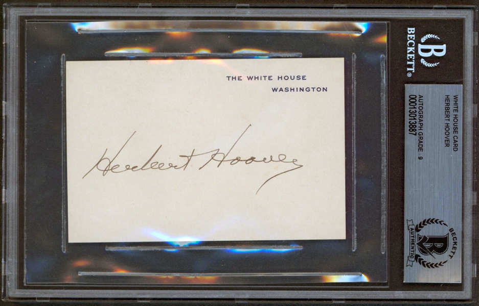 Herbert Hoover Signed White House Card - Beckett/BAS Graded MINT 9
