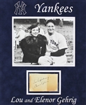 Lou Gehrig & Eleanor Gehrig Dual Signed Album Page in Custom Matted Display (JSA LOA)