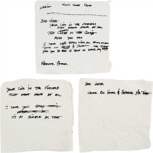 Stevie Ray Vaughan Handwritten Lyrics For an Early Version of the Third Verse of "Telephone Song", Circa 1990 (SRV Fiancee LOA & Beckett/BAS Guaranteed)