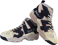 1995-97 Hakeem Olajuwon Game Worn & Dual Signed Spalding Sneakers (PSA/DNA & Sports Investors COAs)
