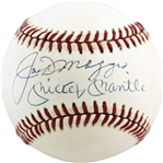 Yankee Legends: Mickey Mantle & Joe DiMaggio Dual Signed OAL Baseball (JSA)