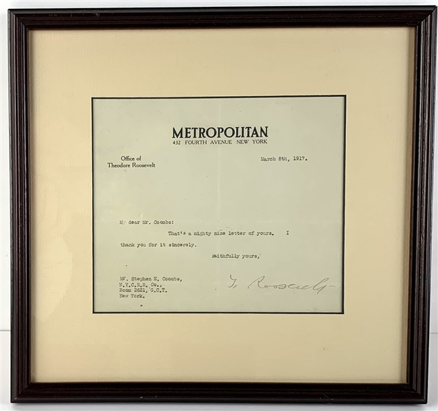 Theodore Roosevelt Signed Letter as Editor of Metropolitan Magazine (Beckett/BAS Guaranteed)