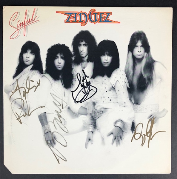 ANGEL: Greg Giuffria, Punky Meadows, Barry Brandt, and Frank DiMino Signed "Sinful" Album Cover (Beckett/BAS Guarnbateed)