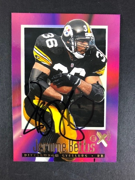 Jerome Bettis Signed Pittsburgh Steelers 1997 Skybox EX 2000 #55 Trading Card (JSA)