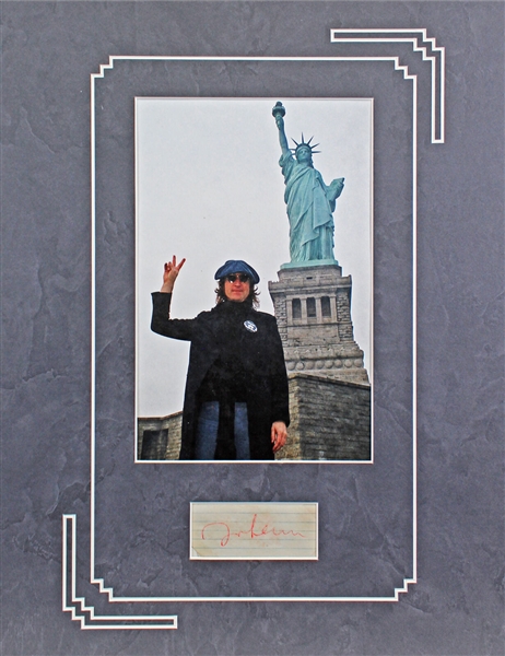 The Beatles: John Lennon Signed Cut in Custom Matted Display (Beckett/BAS LOA)