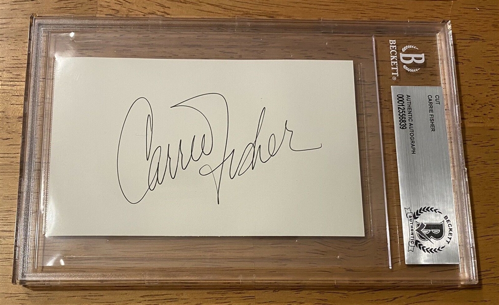 Carrie Fisher Signed 3" x 5" Index Card (Beckett/BAS Encapsulated)