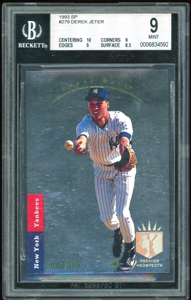 Derek Jeter 1993 SP #279 Trading Card Yankees BGS Mint 9!