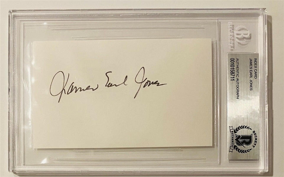 James Earl Jones Signed 3" x 5" Index Card (Beckett/BAS Encapsulated)