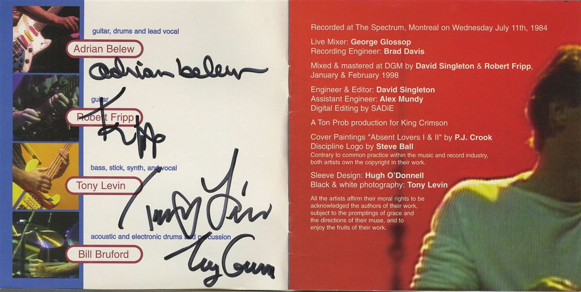 King Crimson Group Signed "Absent Lovers" CD (Beckett/BAS Guaranteed)