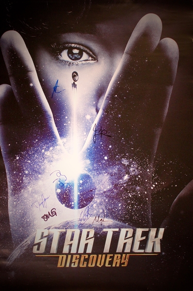 Star Trek Discovery 24" x 36" Poster signed by Sonequa Martin-Green, Jason Isaacs, Doug Jones, Shazad Latif, Anthony Rapp, Mary Wiseman and director Akiva Goldsman  (Beckett/BAS Guaranteed)