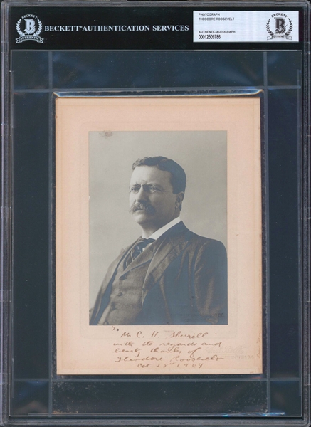 President Theordore Roosevelt Signed & Inscribed Portrait Photograph (Beckett/BAS Encapsulated)