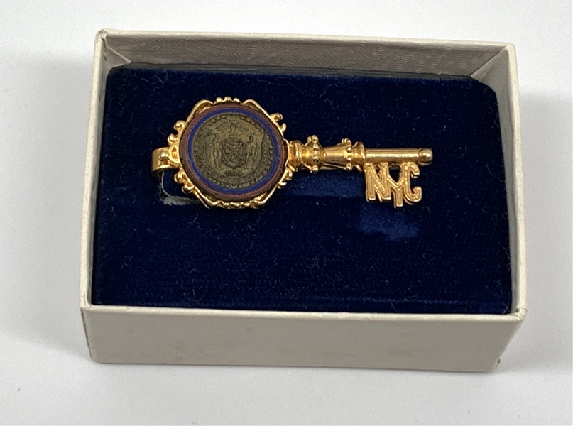 Ralph Kiner Personally Owned NYC Key To The City Tie Clip & Signed Check (University Archives, Ex. Kiner Family Collection)