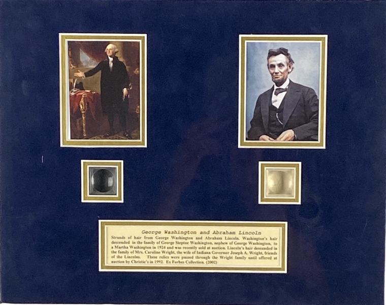 George Washington & Abraham Lincoln Hair Matted Display (Christie’s Forbes Collection) 