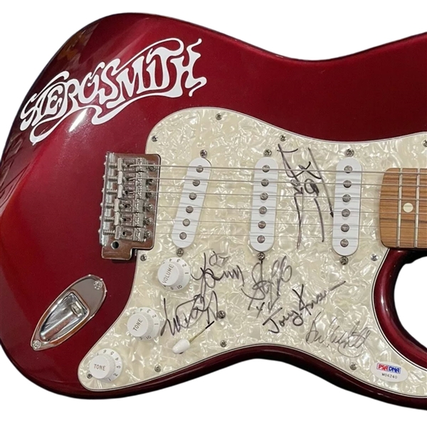 Aerosmith Group Signed Fender Stratocaster Guitar (5 Sigs) (PSA/DNA)