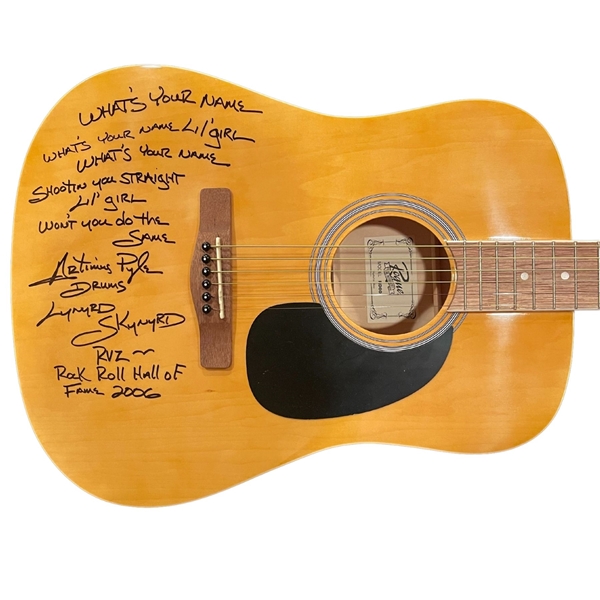 Lynyrd Skynyrd Artimus Pyle Signed Acoustic Guitar w/ Lyrics (JSA Authentication)