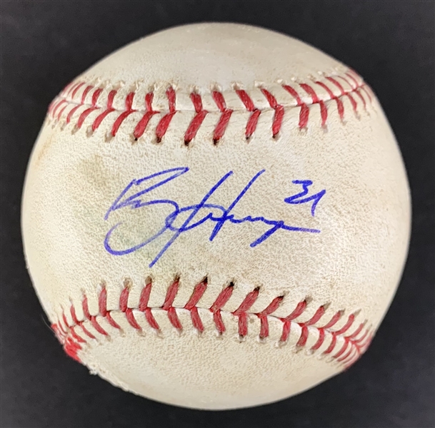 Bryce Harper Game Used & Signed OML Baseball :: Used 7-17-2017 vs. NY Mets (PSA/DNA COA & MLB Holo)