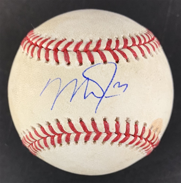 Mike Trout Game Used & Signed OML Baseball :: Ball Pitched to Trout :: Used 7-24-2018 White Sox vs. Angels (PSA/DNA COA & MLB Holo)