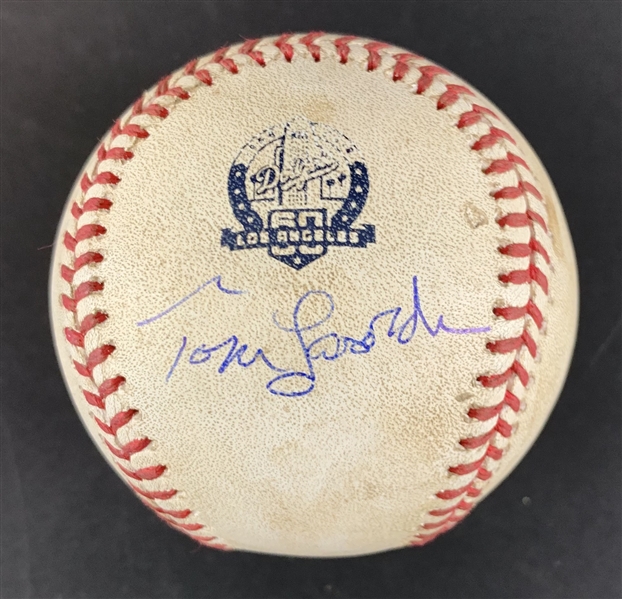 Tommy Lasorda Game Used & Signed OML Baseball :: Used 4-15-2018 Diamondbacks vs. Dodgers (PSA/DNA COA & MLB Holo)
