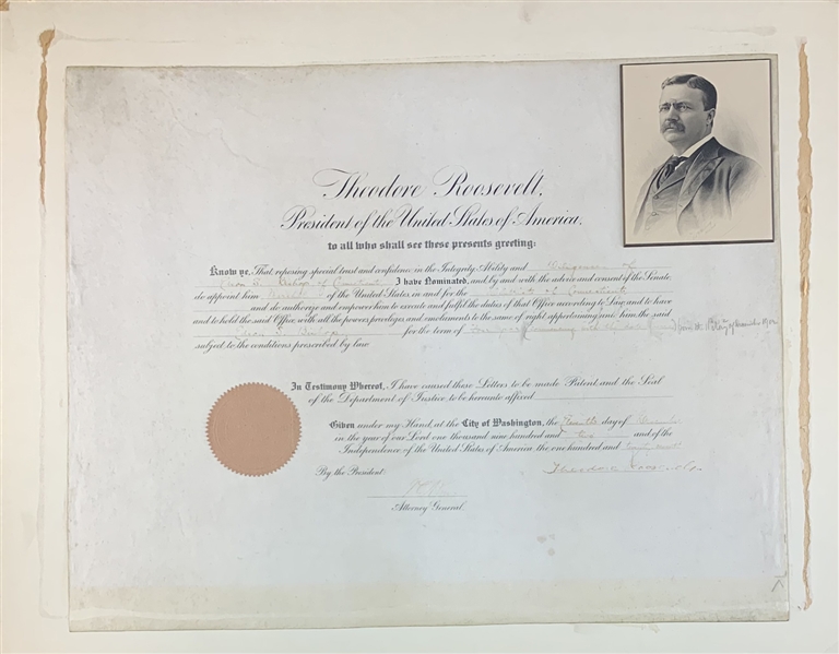 Theodore Roosevelt Signed 1902 Presidential Appointment (Beckett/BAS LOA)